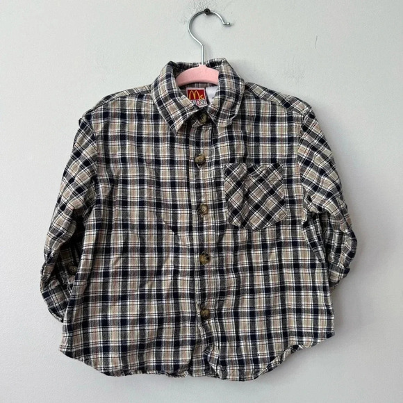 McKids  Plaid Button Down | Neutral | 18M - Picture 1 of 5